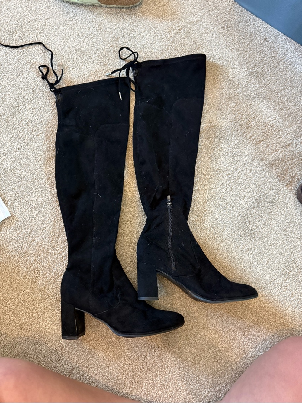 Marc Fisher Black Suede Over-the-Knee Block Heel Boots